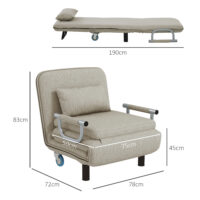 Sessel Schlafsessel Gästebett 3-in-1 bis 120kg belastbar Grau - 3-in-1 Sessel, klappbar als Gästebett.