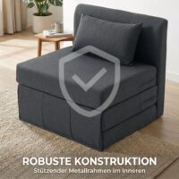 Schlafsessel Schlafsofa Gästebett klappbar Leinenoptik dunkelgrau