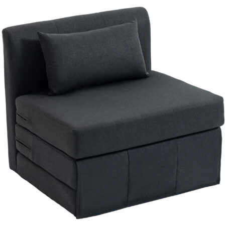 Schlafsessel Schlafsofa Gästebett klappbar Leinenoptik dunkelgrau