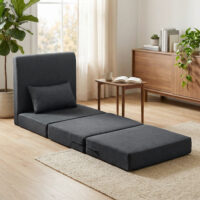 Schlafsessel Schlafsofa Gästebett klappbar Leinenoptik dunkelgrau