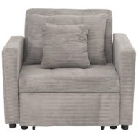 Schlafsessel Klappsessel Gästebett Relaxsessel Liegefläche 200x100cm Cord hellgrau