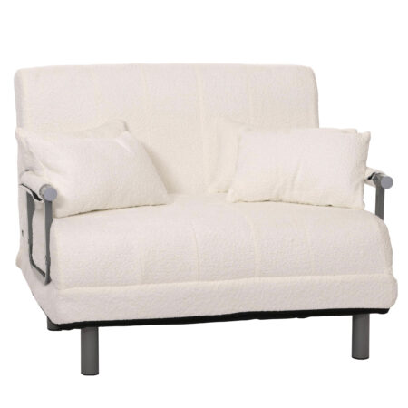 Schlafsessel Klappsessel Schlafsofa Gästebett Liegefläche 190x100cm Bouclé creme