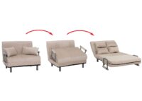 Schlafsessel Klappsessel Schlafsofa Gästebett Liegefläche 190x100cm Chenille creme