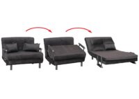 Schlafsessel Klappsessel Schlafsofa Gästebett Liegefläche 190x100cm Chenille dunkelgrau