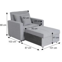 Schlafsessel Klappsessel Schlafsofa Gästebett Relaxsessel Liegefläche 197x103cm taupe