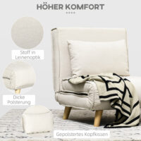 Schlafsessel verstellbar bis 120kg Leinenoptik creme