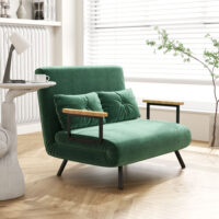 Schlafsofa 2-Sitzer Samt mit Schlaffunktion und Kissen grün