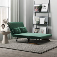Schlafsofa 2-Sitzer Samt mit Schlaffunktion und Kissen grün