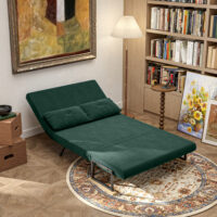 Schlafsofa 2-Sitzer Samt mit Schlaffunktion und Kissen grün