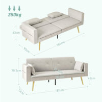 Schlafsofa 2-Sitzer mit verstellbarer Rückenlehne und Samtbezug