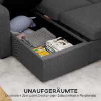 Schlafsofa Ecksofa mit Bettfunktion und Stauraum dunkelgrau