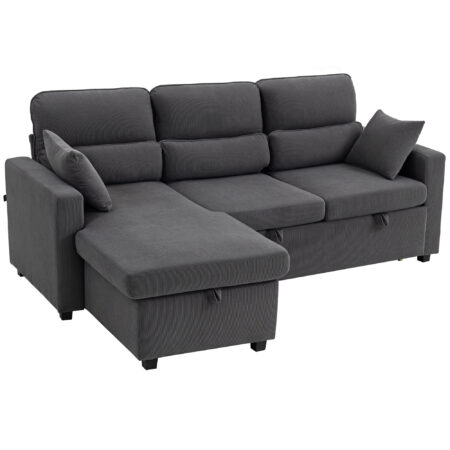 Schlafsofa Ecksofa mit Bettfunktion und Stauraum dunkelgrau
