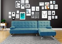 Schlafsofa Couch Ecksofa Liegefläche links/rechts Schlaffunktion 236cm Samt blau