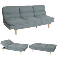 Schlafsofa Gästebett Schlafcouch Couch Schlaffunktion Liegefläche 180x110cm blau-grau
