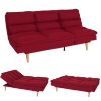 Schlafsofa Gästebett Schlafcouch Couch Schlaffunktion Liegefläche 180x110cm bordeaux