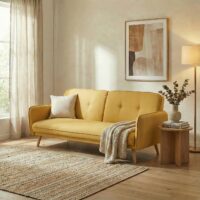 Schlafsofa Couch Klappsofa Gästebett Bettsofa Schlaffunktion 185cm gelb
