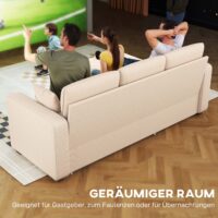Schlafsofa L-Form mit Bettfunktion und Stauraum beige