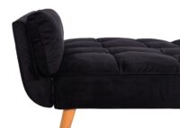 Schlafsofa mit Ottomane Couch Gästebett Schlaffunktion 218x175cm Samt schwarz