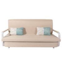 Schlafsofa Schlafcouch Sofa Bettkasten Liegefläche 190x185cm Stoff beige