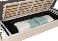 Schlafsofa Schlafcouch Sofa Bettkasten Liegefläche 190x185cm Stoff beige