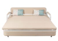 Schlafsofa Schlafcouch Sofa Bettkasten Liegefläche 190x185cm Stoff beige