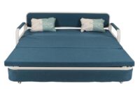 Schlafsofa Schlafcouch Sofa Bettkasten Liegefläche 190x185cm Stoff dunkelblau