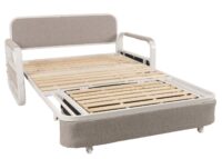 Schlafsofa Schlafcouch Sofa Bettkasten Liegefläche 130x185cm Stoff hellgrau