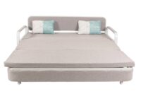 Schlafsofa Schlafcouch Sofa Bettkasten Liegefläche 190x185cm Stoff hellgrau