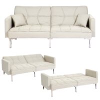 Schlafsofa Schlafcouch Bettsofa Gästebett Liegefläche 170x104cm creme-beige