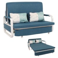 Schlafsofa Schlafcouch Couch Schlaffunktion Bettkasten 130x185cm dunkelblau