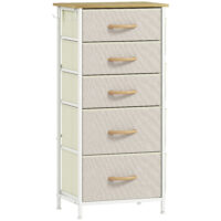 Schlafzimmer Kommode mit 5 Schubladen und Haken beige