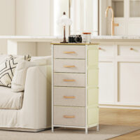 Schlafzimmer Kommode mit 5 Schubladen und Haken beige