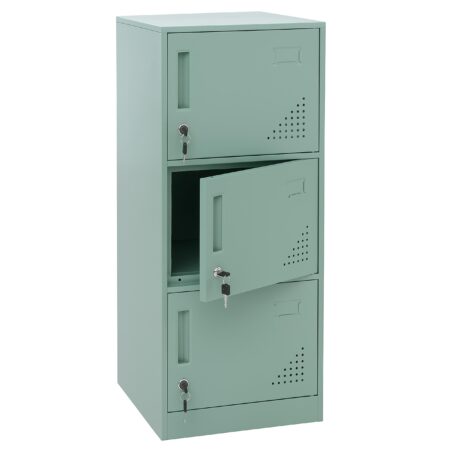 Stahl Schließfachschrank mintgrün mit 3 Türen 90x38x45 cm