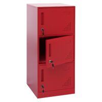 Stahl Schließfachschrank rot mit 3 Türen 90x38x45 cm