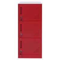 Stahl Schließfachschrank rot mit 3 Türen 90x38x45 cm