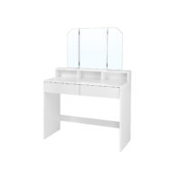 Weißer Schminktisch mit Spiegel, stilvolle Ergänzung für das Schlafzimmer.