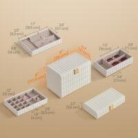 Stilvolle Schmuckbox mit integriertem Spiegel, ideal zur Aufbewahrung von Schmuck – gefertigt aus PU-Leder, MDF, Samt und Glas, Maße 17 × 28 × 20,5 cm.