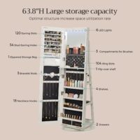 Schmuckschrank Spiegelschrank Standspiegel drehbar Weiss.