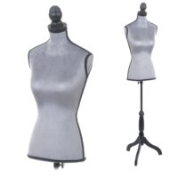 Schneiderpuppe Schaufensterpuppe Torso weiblich Schaumstoff Samt grau