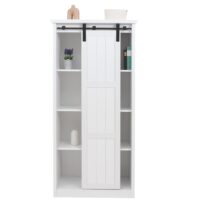 Schrank Kommode Highboard Schiebetür 8 Staufächer Industrial 163x76x38cm weiss