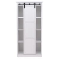 Schrank Kommode Highboard Schiebetür 8 Staufächer Industrial 163x76x38cm weiss