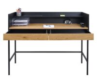 Schreibtisch Bürotisch Computertisch Schublade 120x50cm Holz Metall Eiche-Optik
