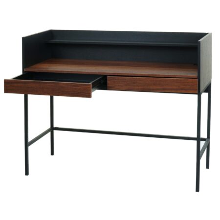 Schreibtisch Bürotisch Computertisch Schublade 120x50cm Holz Metall Walnuss-Optik