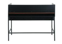 Schreibtisch Bürotisch Computertisch Schublade 120x50cm Holz Metall Walnuss-Optik