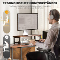 Schreibtisch L-förmig mit Regalen und Monitorständer braun