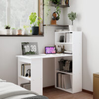 Schreibtisch Arbeitstisch Home Office mit Regalen 120x55cm weiss