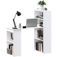 Schreibtisch Arbeitstisch Home Office mit Regalen 120x55cm weiss
