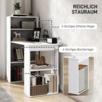 Schreibtisch Arbeitstisch Home Office mit Regalen 120x55cm weiss