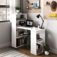 Schreibtisch Arbeitstisch Home Office mit Regalen 120x55cm weiss