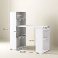 Schreibtisch Arbeitstisch Home Office mit Regalen 120x55cm weiss